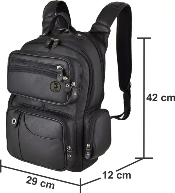 Mochila Masculina Couro Legitimo Reforçada Racer - Preta - Imagem 2