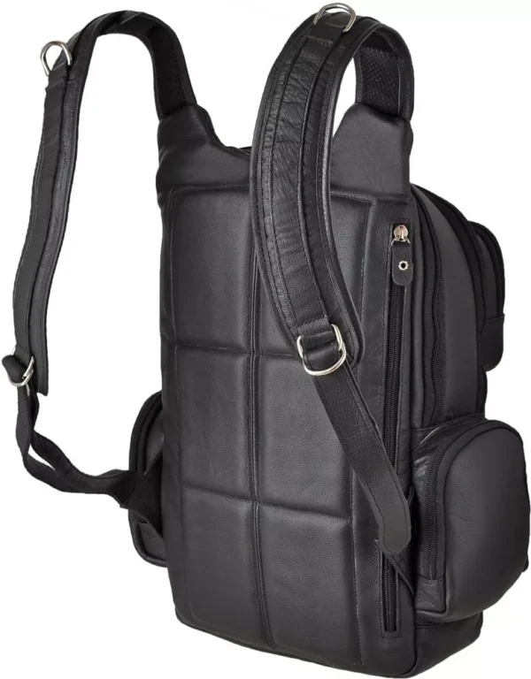 Mochila Masculina Couro Legitimo Reforçada Racer - Preta - Imagem 3