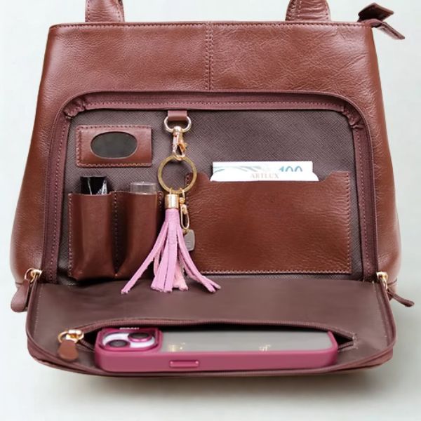 Bolsa Feminina de Ombro em Couro - Pinhão - 7005 - Imagem 5