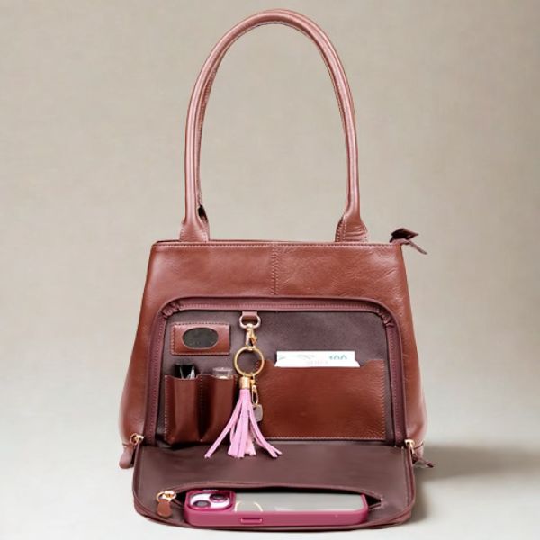 Bolsa Feminina de Ombro em Couro - Pinhão - 7005 - Imagem 4
