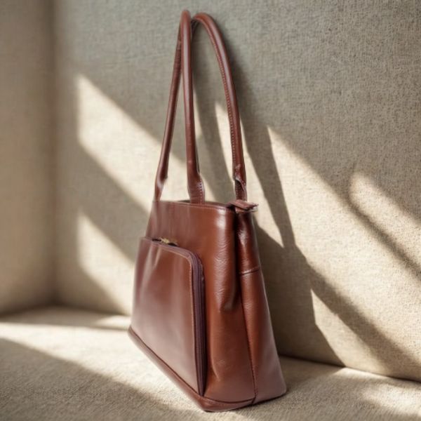 Bolsa Feminina de Ombro em Couro - Pinhão - 7005 - Imagem 2
