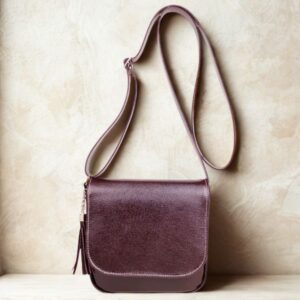 Bolsa Transversal em Couro - Vinho - 9053
