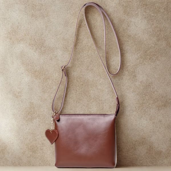 Bolsa Transversal em Couro - Pinhão - 9061