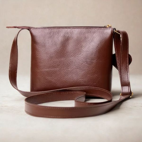 Bolsa Transversal em Couro - Pinhão - 9061 - Imagem 4