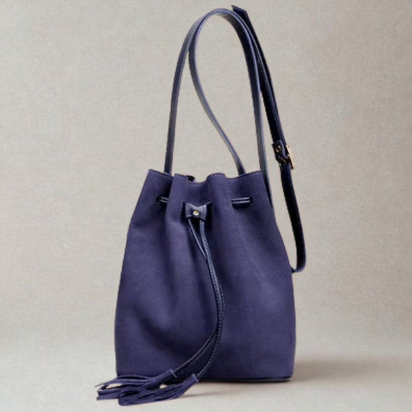 Bolsa Transversal em Couro Camurça - 9069 - Azul