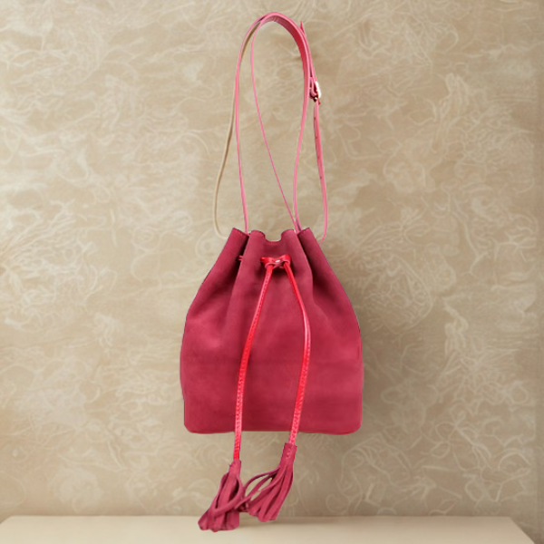Bolsa Transversal em Couro Camurça - 9069 - Vermelha